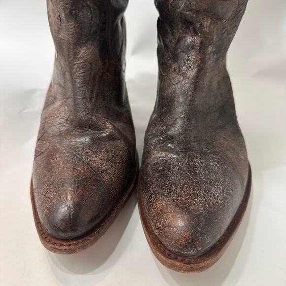 Frye Mens crackled distressed leather boots size 9 Frye Over the Knee‎ Studded Boots Crackle Leather | Brown | SZ 9 main image 3